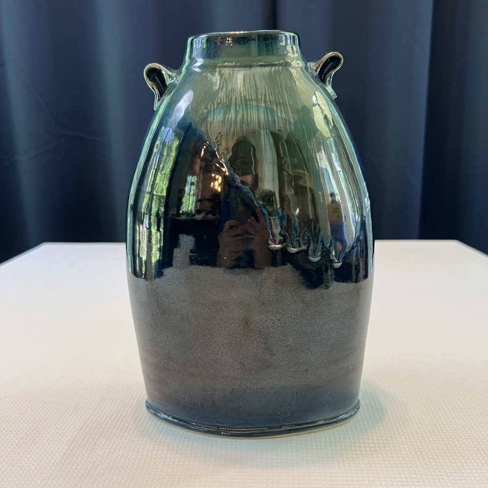 Wakefield Handmade Studio Pottery Vase .5" Signed PW Drip Glaze